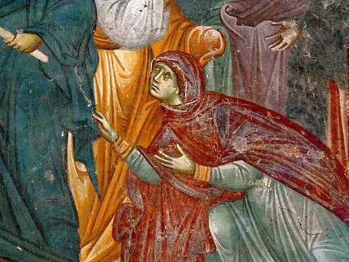  Исцеление кровоточивой жены. Фреска церкви Св. Никиты в Чучере, Македония. Около 1316.